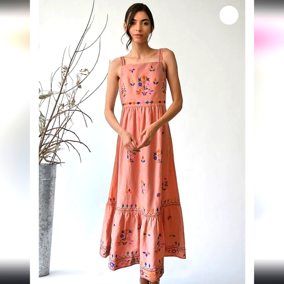 Anthropologie Amber Embroidered Maxi Dress Sz M  by Payal Pratap - Picture 1 of 9